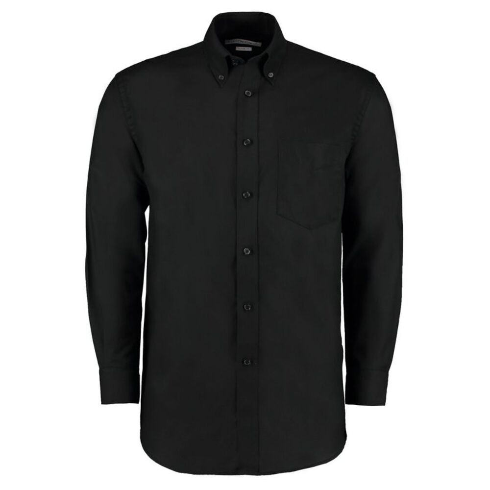 Kustom Kit Mens Oxford Classic Long-Sleeved Shirt / Black